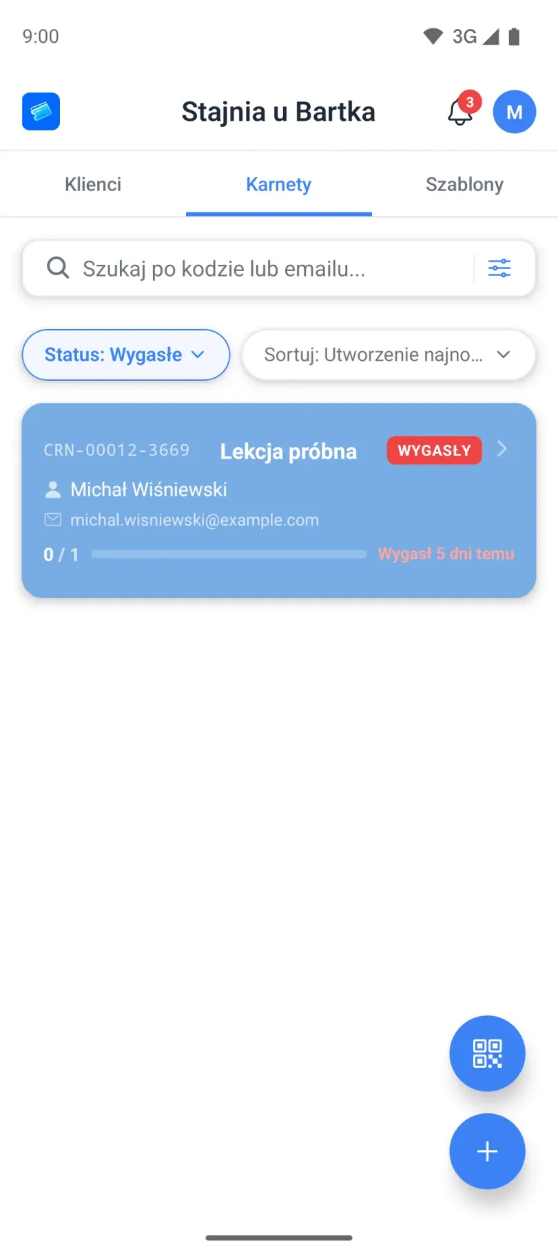 Karnet ze statusem Wygasły