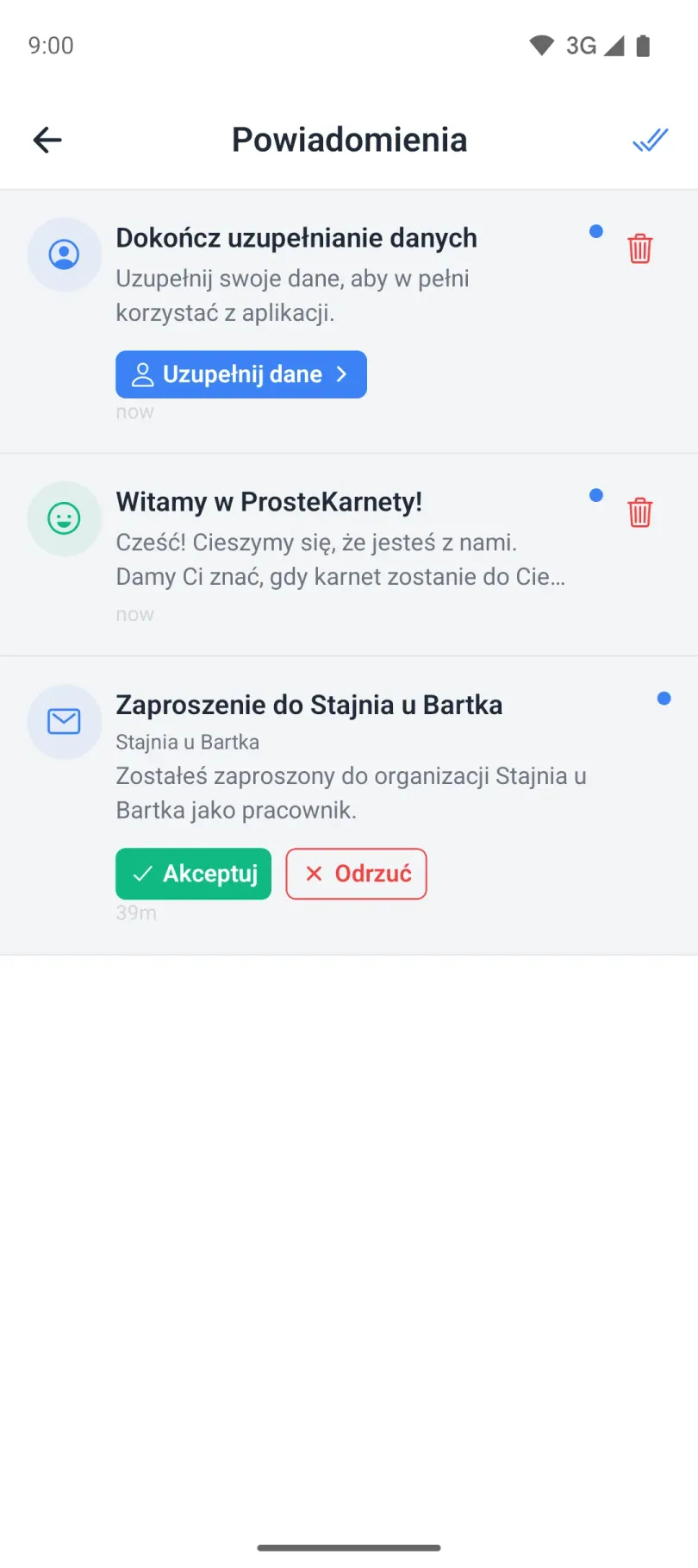 Ekran przyjęcia zaproszenia do organizacji