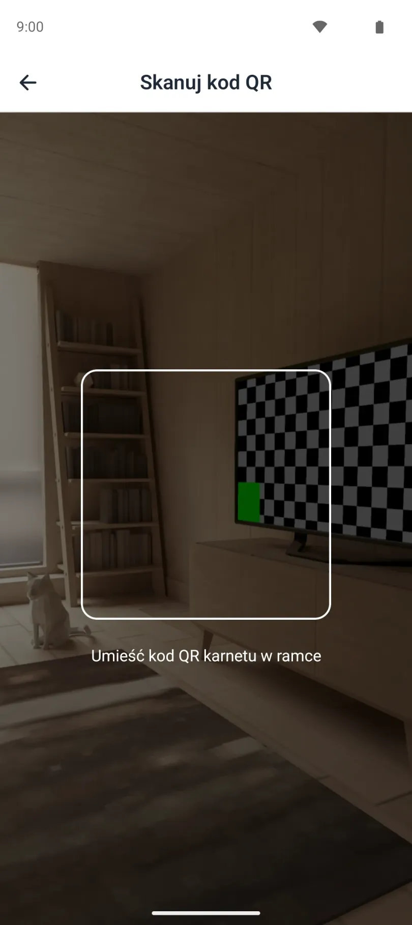 Skaner kodu QR z ramką celowniczą