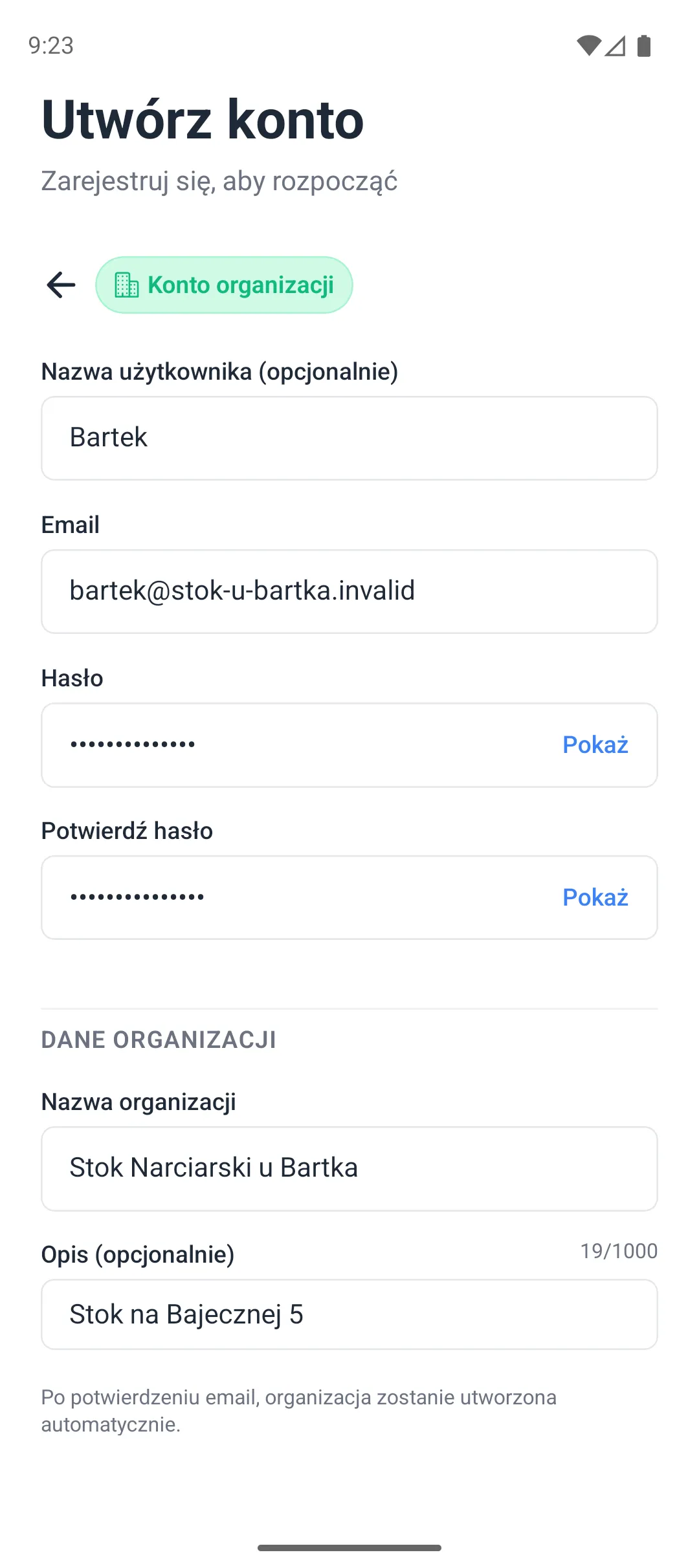 Tworzenie organizacji