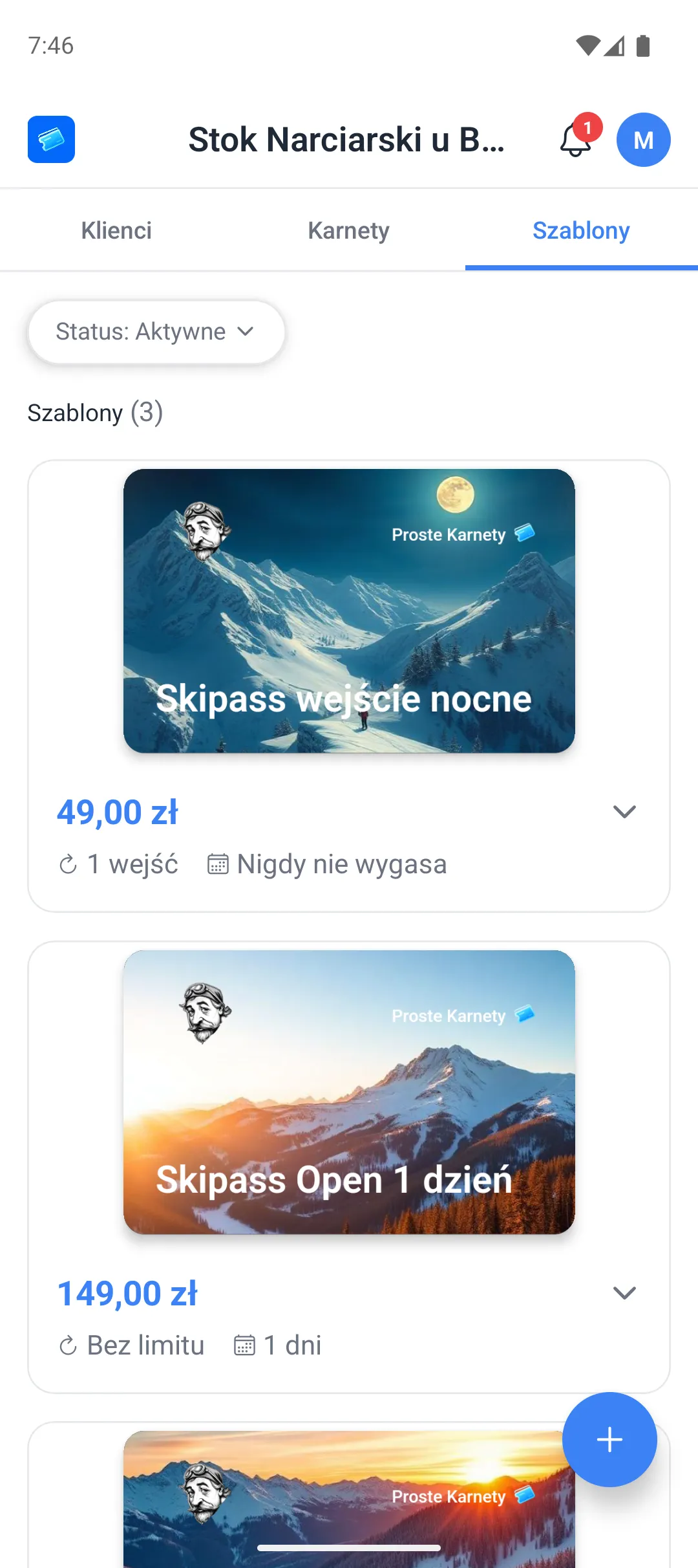 Szablony karnetów